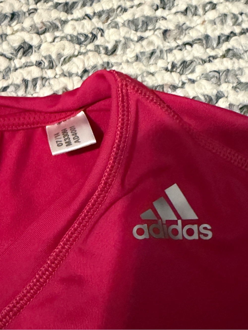 adidas Women's Hot Pink V-Neck Short Sleeve Tee - Picture 5 of 5